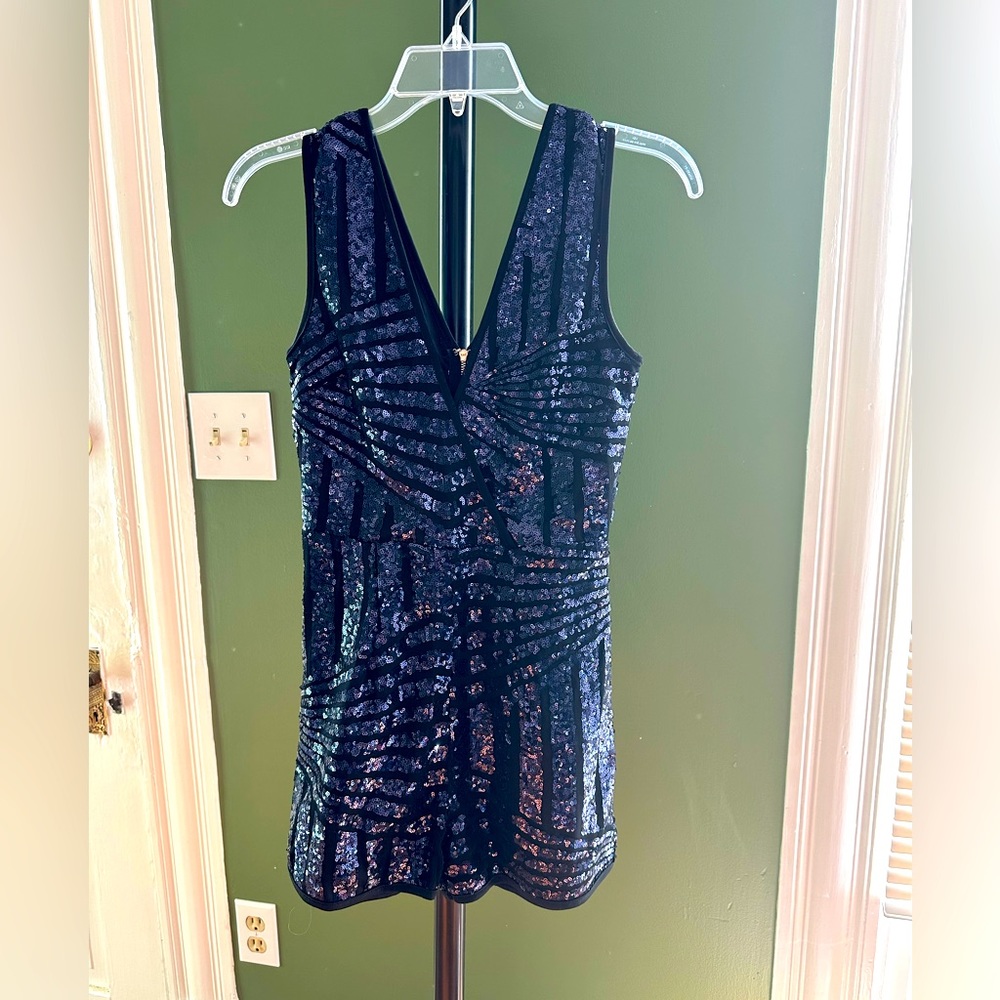 Blush Boutique Purple and Black Sequin Romper